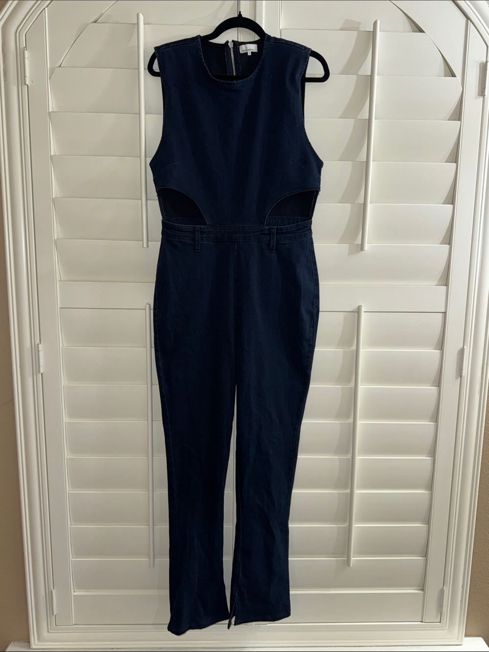WeWoreWhat Cutout Slit Romper Jumpsuit Dani Blue Black